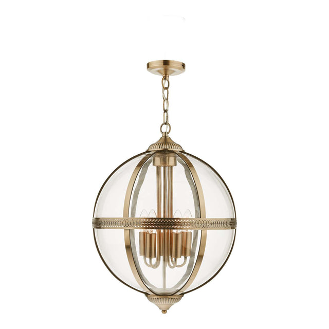 Vanessa 5 Light Lantern Antique Brass Glass