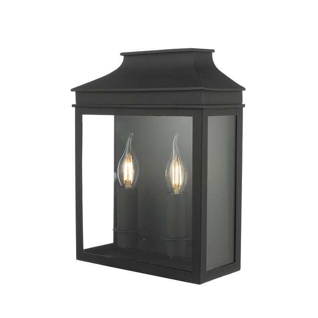 Vapour 2 Light Coach Lantern Outdoor Wall Light Matt Black IP44