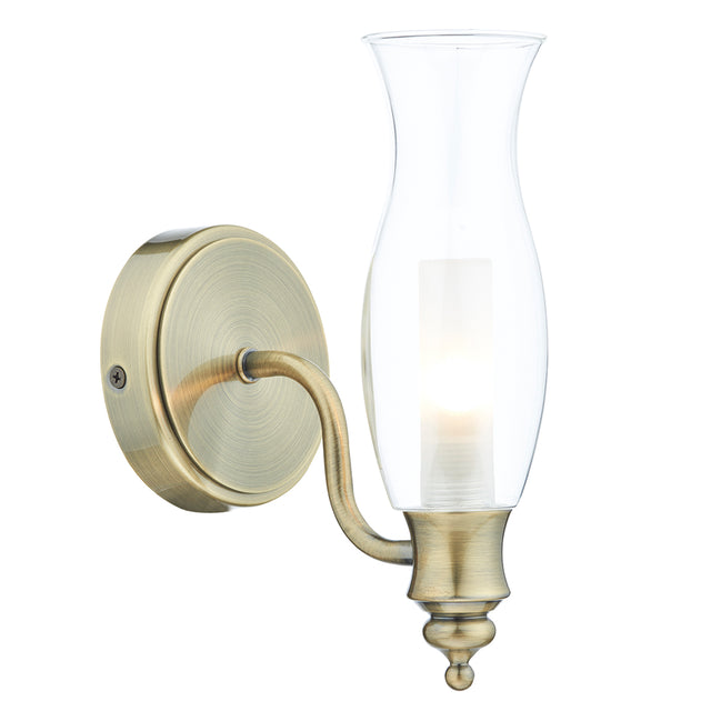 Vestry Bathroom Wall Light Antique Brass IP44