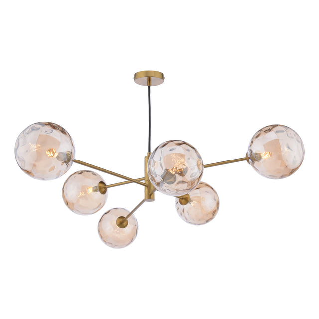 Vignette 6 Light Pendant Aged Brass & Champagne Dimpled Glass