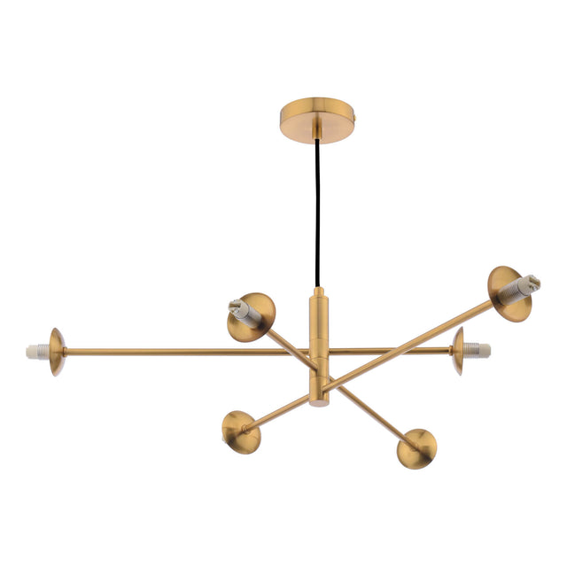 Vignette 6 Light Pendant Aged Brass Fitting Only