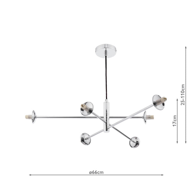 Vignette 6 Light Pendant Polished Chrome Fitting Only