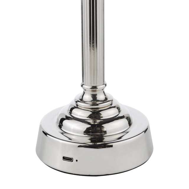 Virgil Rechargeable Table Lamp Polished Nickel Base Only LED