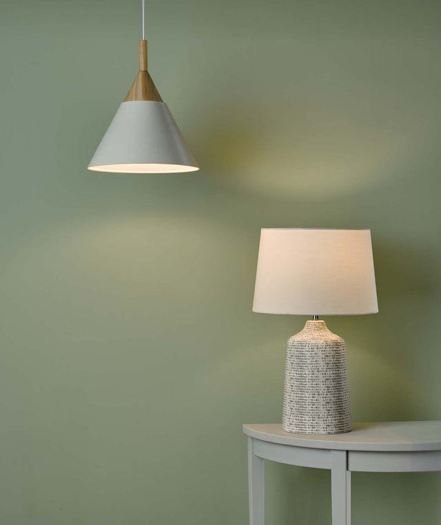 Vondra Table Lamp White & Grey With Shade