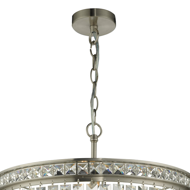 Vyana 4 Light  4 Tier Pendant Brushed Nickel and Crystal Droppers