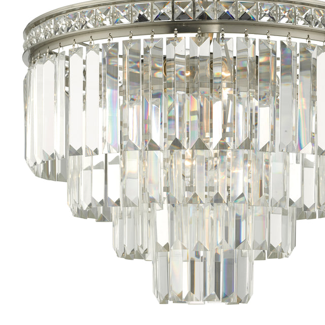 Vyana 4 Light  4 Tier Pendant Brushed Nickel and Crystal Droppers