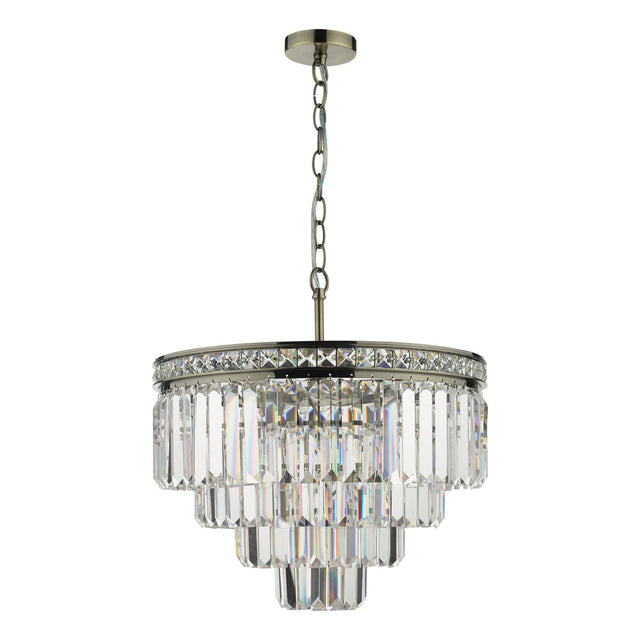 Vyana 4 Light Pendant Antique Brass Crystal