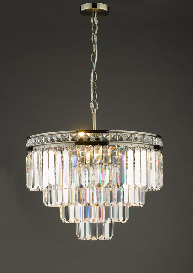 Vyana 4 Light Pendant Antique Brass Crystal