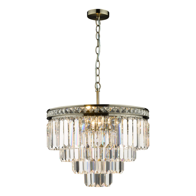 Vyana 4 Light Pendant Antique Brass Crystal