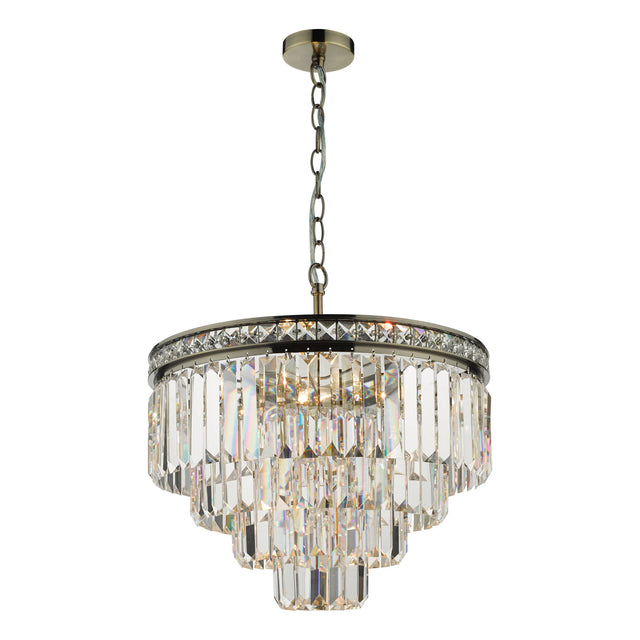 Vyana 4 Light Pendant Antique Brass Crystal