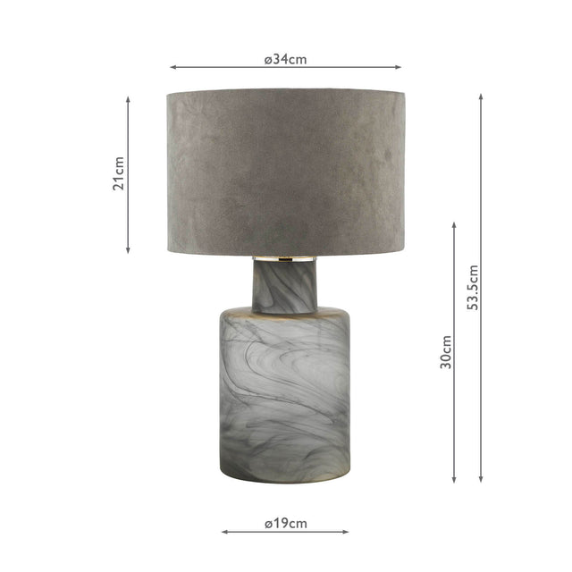 Wanda Table Lamp Smoked Glass With Shade