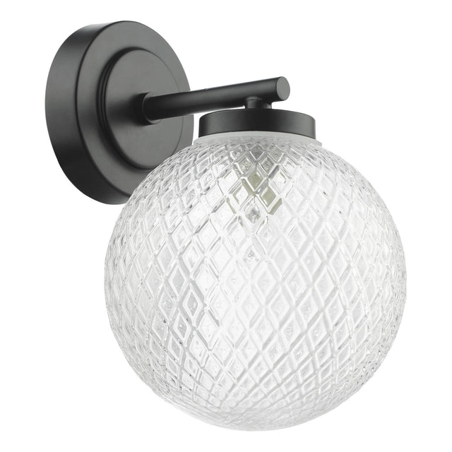 Wayne Bathroom Wall Light Matt Black Glass IP44