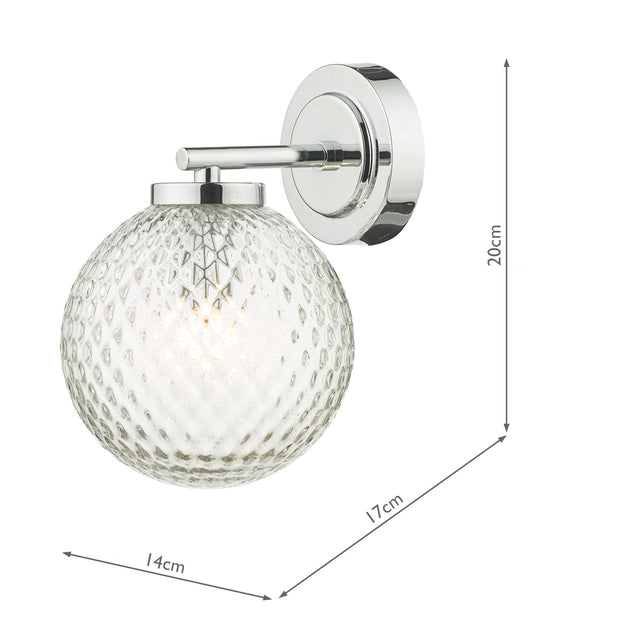 Wayne Bathroom Wall Light Polished Chrome Glass IP44