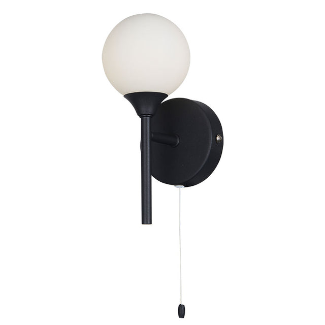 BLACK FINISH ACQUA GLOBE IP44 WALL LIGHT