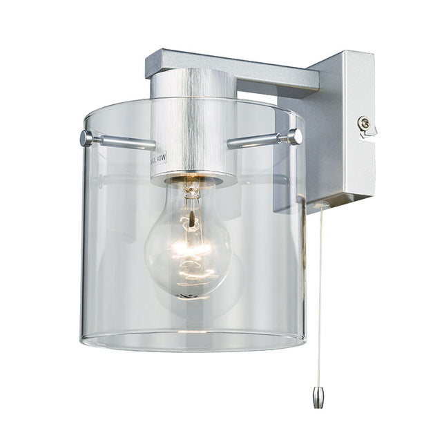 1L ALUMINUM & CLEAR VINTAGE GLASS WALL LIGHT