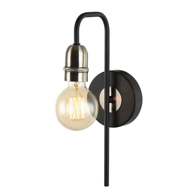 BLACK with ANTIQUE BRASS VENUS WALL LIGHT (LAMP NOT INCLUDED)