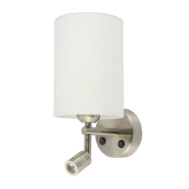 SATIN NICKEL with WHITE SHADE ASHLEY WALL LIGHT