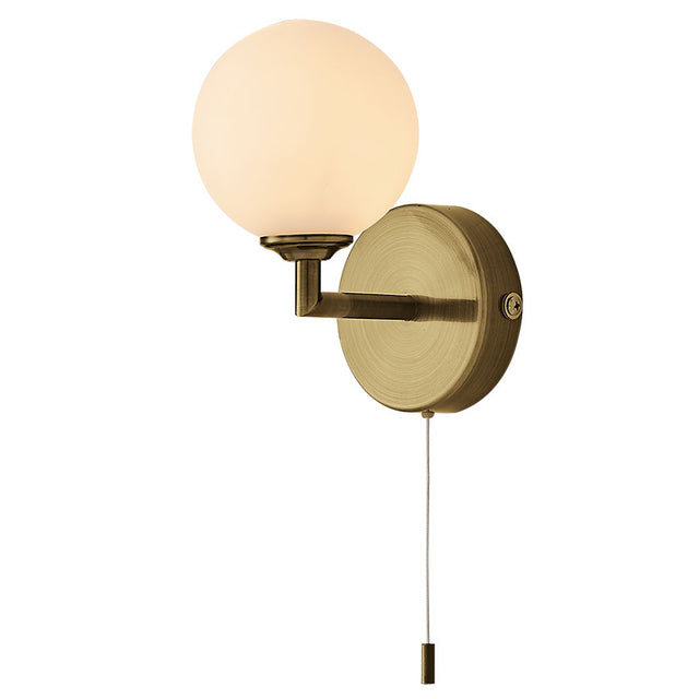 ANTIQUE BRASS MINI GLOBE IP44 WALL LIGHT