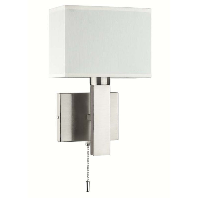 SATIN NICKEL with WHITE SHADE DÉCOR WALL LIGHT