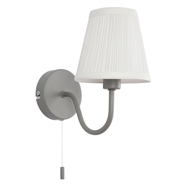 GREY with OFF WHITE PLEAT SHADE WALL LIGHT