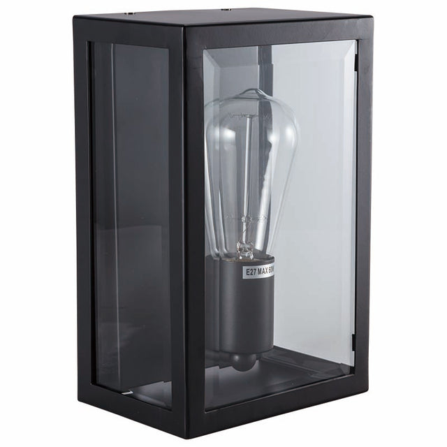 BLACK ARDFIELD CLEAR GLASS PANELLED WALL LIGHT