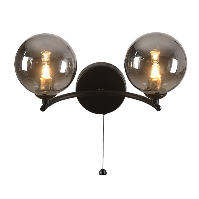 Matt Black Finish c/w Smoke Glass Shades WALL LIGHT