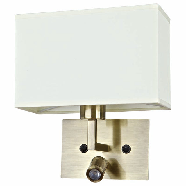 ANTIQUE BRASS with CREAM SHADE CANET MODERN WALL LIGHT