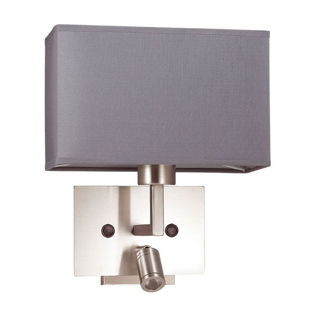 SATIN NICKEL with GREY SHADE CANET MODERN WALL LIGHT