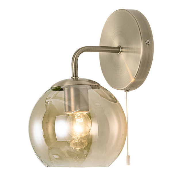 AMBER GLASS GLOBE WALL LIGHT