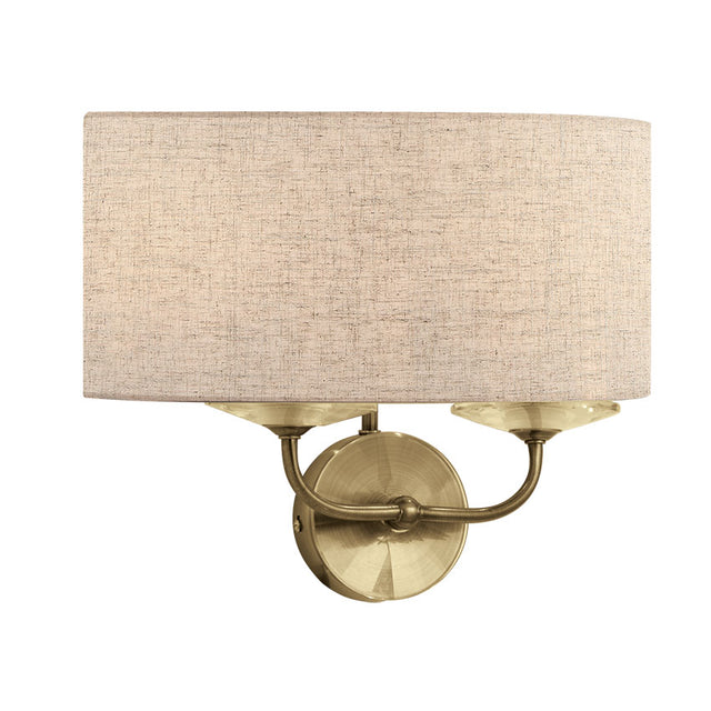 ANTIQUE BRASS with CREAM SHADE STYLO WALL LIGHT