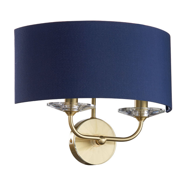 SATIN BRASS with NAVY SHADE STYLO WALL LIGHT