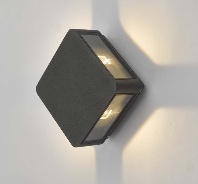 Weiss Outdoor 4 Light Wall Light Square Matt Grey Glass IP65 LED