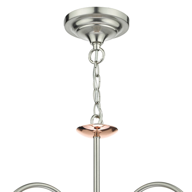 Wharfdale 3 Light Pendant Satin Chrome & Copper Textured Glass