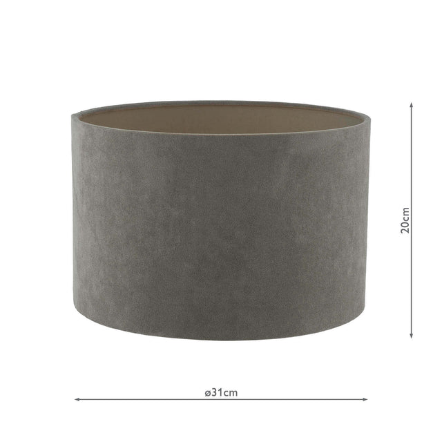 Wycliffe Grey Velvet Drum Shade 31cm