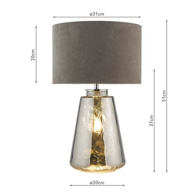 Wycliffe Table Lamp Smoked Glass With Shade