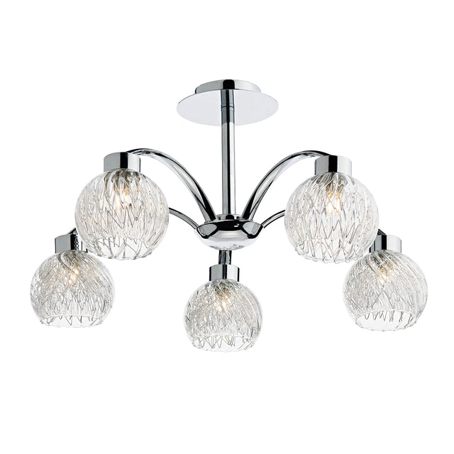 Yasmin 5 Light Semi Flush Polished Chrome