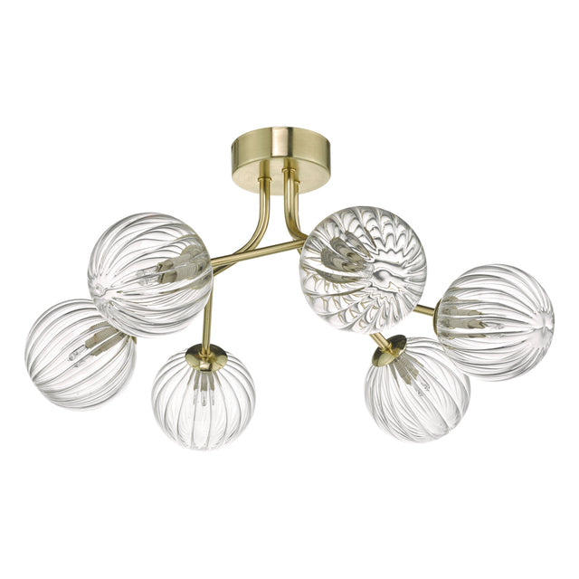 Yiska 6lt Semi Flush Gold & Glass