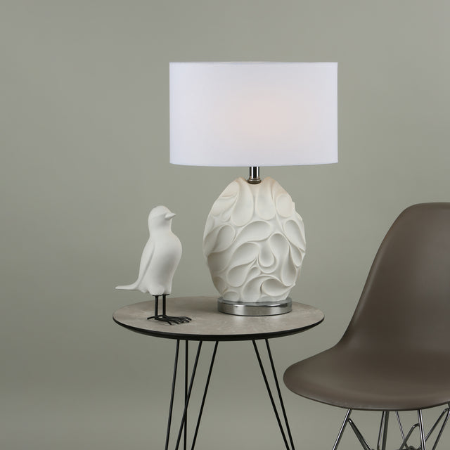 Zachary Oval Table Lamp White With Shade