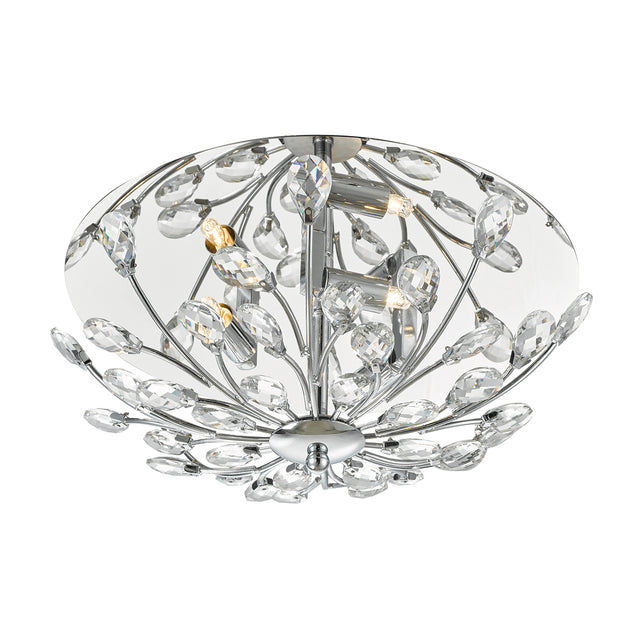 Zafir 3 Light Flush Polished Chrome Crystal