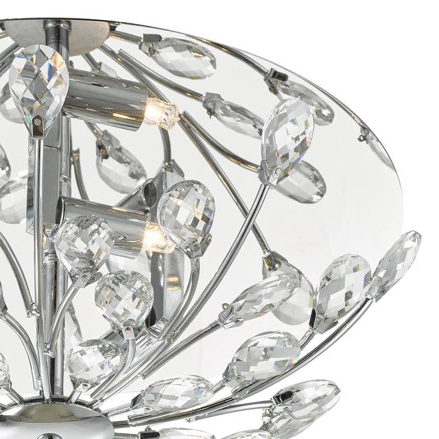 Zafir 3 Light Flush Polished Chrome Crystal