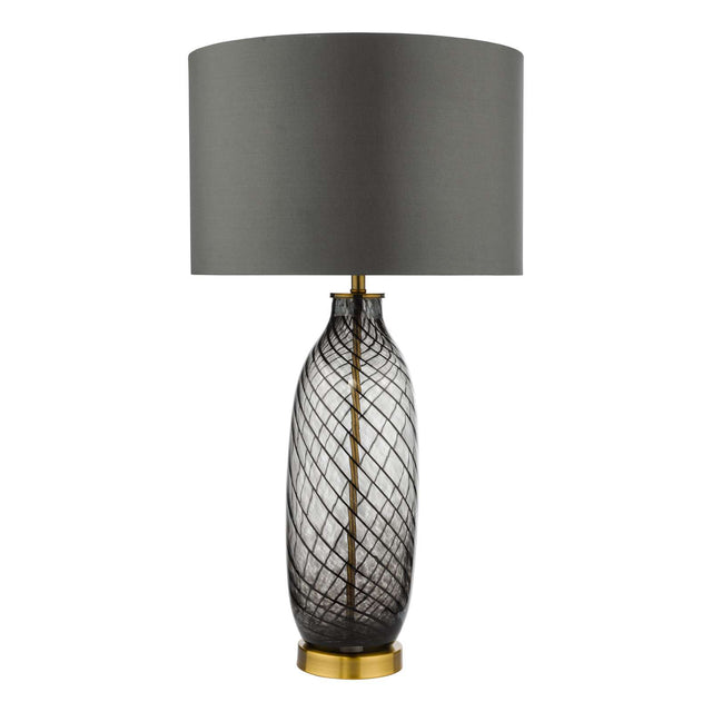 Zeya Table Lamp Smoked/Clear Glass Aged Brass With Shade