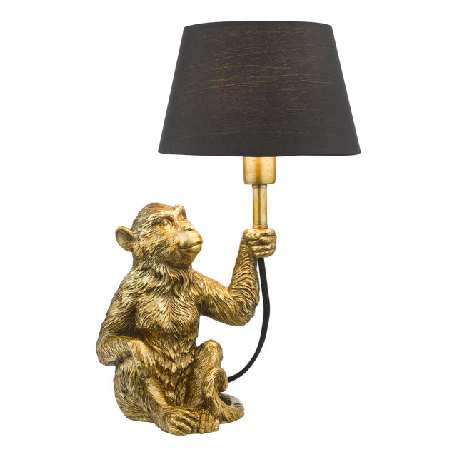 Zira Monkey Table Lamp Gold With Shade