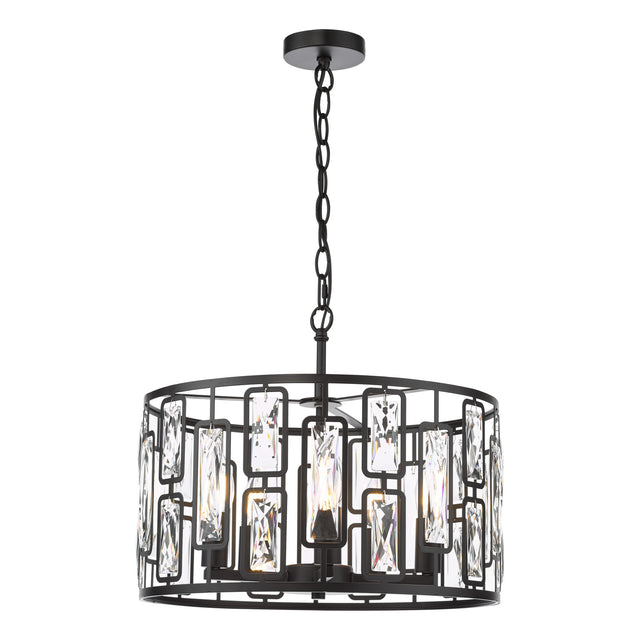 Zoelle 5 Light Pendant Matt Black and Crystal