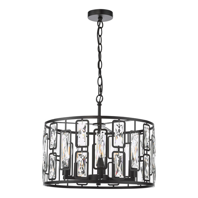 Zoelle 5 Light Pendant Matt Black and Crystal