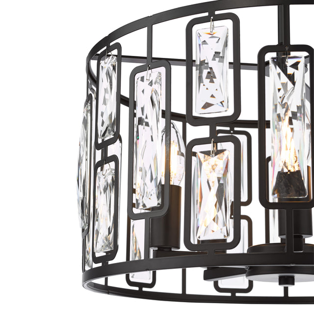 Zoelle 5 Light Pendant Matt Black and Crystal