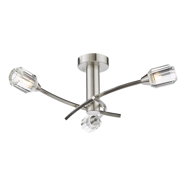 Zonda 3 Light Semi-Flush Brushed Nickel and Crystal