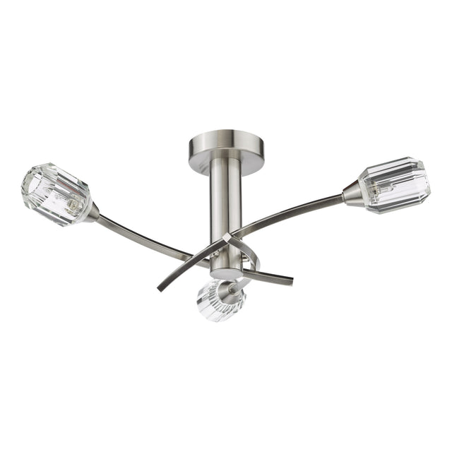 Zonda 3 Light Semi-Flush Brushed Nickel and Crystal