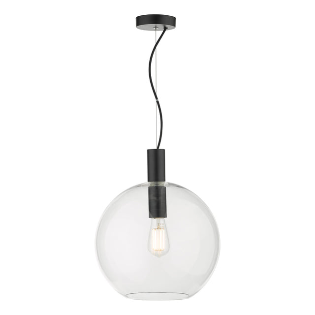 Zula 1 Light Single Pendant Black Clear Glass