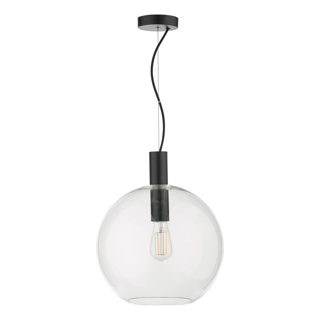 Zula 1 Light Single Pendant Black Clear Glass