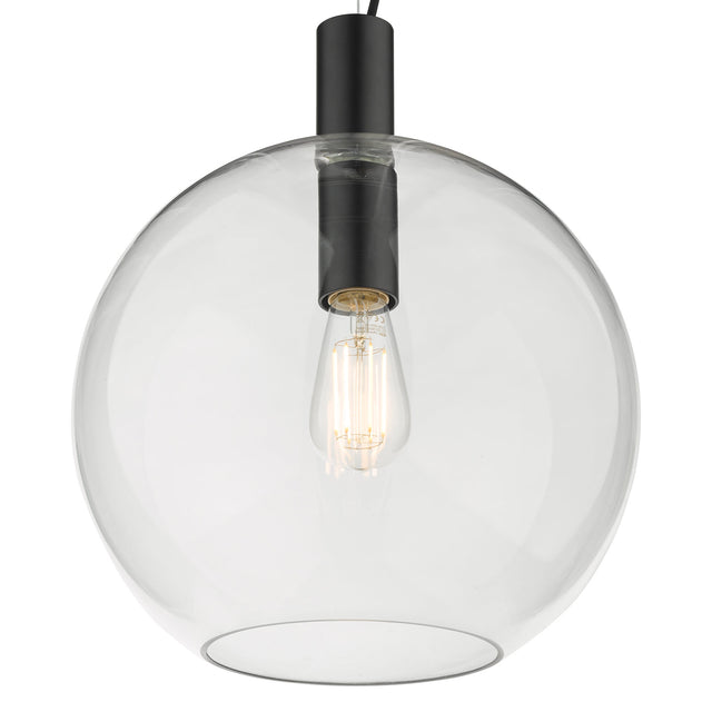 Zula 1 Light Single Pendant Black Clear Glass